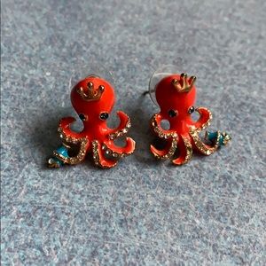 Betsey Johnson Orange Octopus Earrings